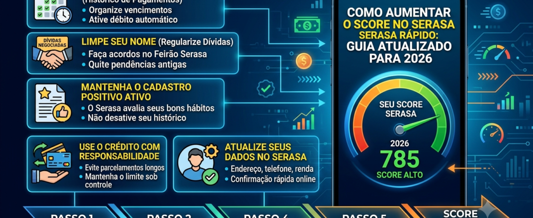 Como Aumentar o Score no Serasa Rápido (Guia Atualizado para 2026)