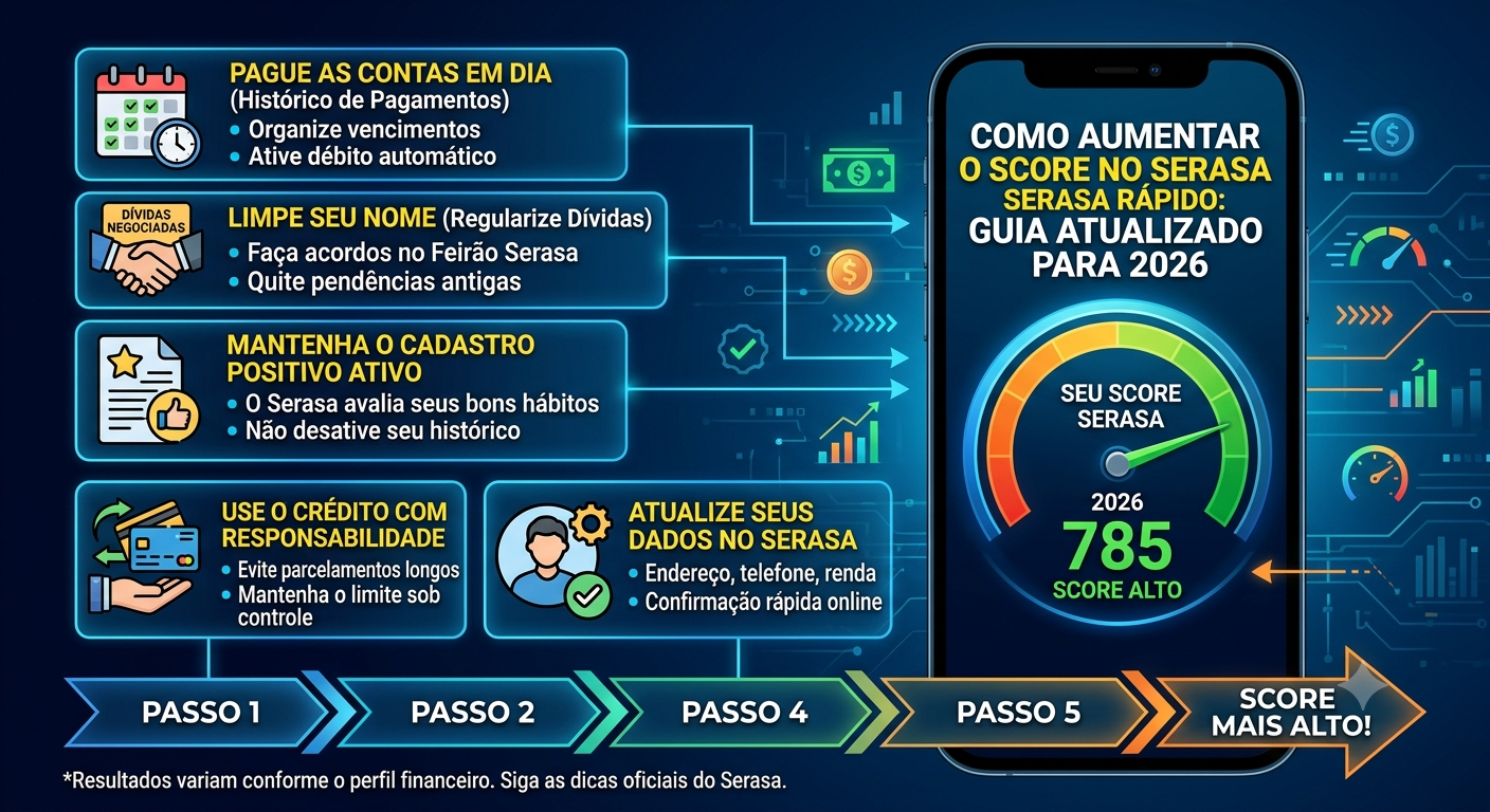 Como Aumentar o Score no Serasa Rápido (Guia Atualizado para 2026)