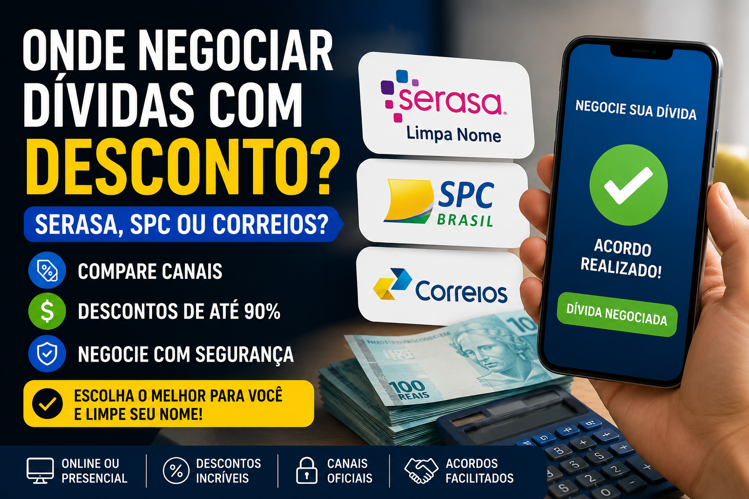 Onde Negociar Dívidas com Desconto: Serasa, SPC ou Correios? (Guia Completo)